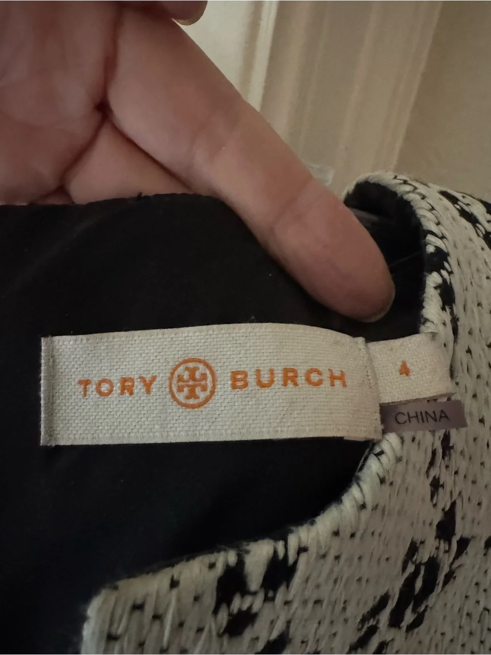 Tory Burch Black and White Sleeveless Knit Mini Dress